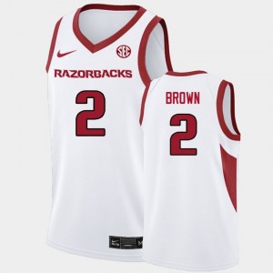 #2 Amere Brown Arkansas White Mens Jersey Embroidery College Basketball 168936-975