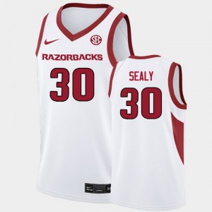 #30 Isaiah Sealy University of Arkansas White Men's Jerseys 2025-26 College Basketball 897759-385