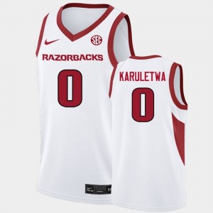 #0 Jaden Karuletwa Arkansas White Men's Jerseys Player College Basketball 175324-391
