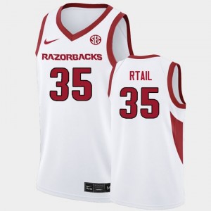 #35 Karim Rtail Arkansas Razorbacks White Men Jerseys Player College Basketball 214328-564
