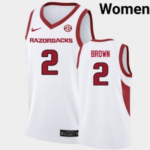 #2 Amere Brown University of Arkansas White Women Jerseys Official College Basketball 824058-326