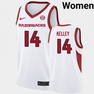 #14 Ayden Kelley University of Arkansas White Women Jerseys Replica College Basketball 503558-755