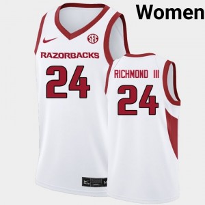 #24 Billy Richmond III Arkansas Razorbacks White Women's Jerseys Replica College Basketball 963316-165