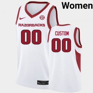 #00 Custom University of Arkansas White Women's Jersey High School College Basketball 616554-895
