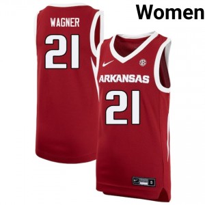 #21 D.J. Wagner Arkansas Razorbacks Cardinal Women's Jerseys Replica College Basketball 562017-369