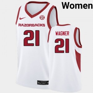 #21 D.J. Wagner Arkansas White Women's Jersey Stitched College Basketball 860149-427
