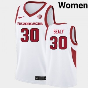 #30 Isaiah Sealy Arkansas White Women's Jerseys High School College Basketball 609928-687
