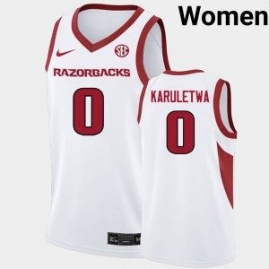 #0 Jaden Karuletwa Hogs White Women's Jersey Embroidery College Basketball 902869-420