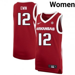 #12 Malique Ewin Arkansas Razorbacks Cardinal Women's Jersey Stitched College Basketball 983314-476
