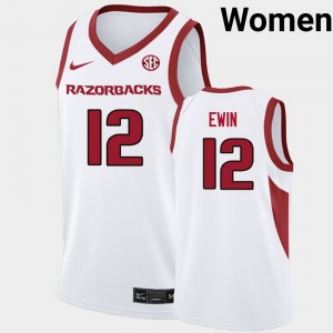 #12 Malique Ewin Hogs White Womens Jersey 2025 College Basketball 827719-292