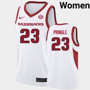 #23 Nick Pringle Arkansas White Women Jersey Player College Basketball 503707-681