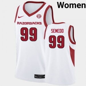 #99 Paulo Semedo Hogs White Women's Jerseys 2025-26 College Basketball 114289-563