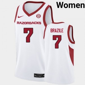 #7 Trevon Brazile Arkansas White Women's Jerseys Official College Basketball 118344-980