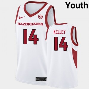 #14 Ayden Kelley Arkansas Razorbacks White Youth Jersey Limited College Basketball 352545-447