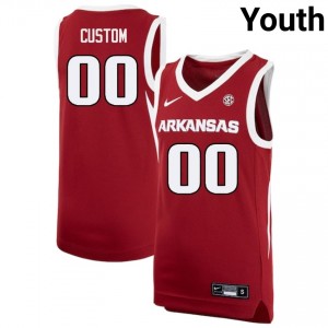 #00 Custom Arkansas Razorbacks Cardinal Youth Jersey High School College Basketball 125359-888