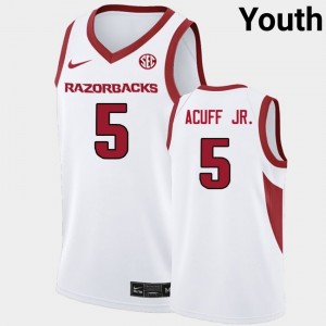 #5 Darius Acuff Jr. University of Arkansas White Youth Jerseys Replica College Basketball 532458-767