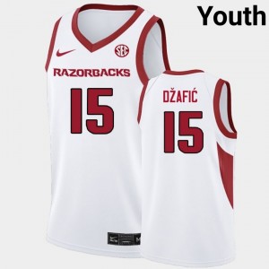 #15 Elmir Dzafic Arkansas Razorbacks White Youth Jersey Player College Basketball 769134-346