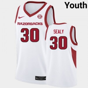 #30 Isaiah Sealy Hogs White Youth Jerseys Game College Basketball 103903-945