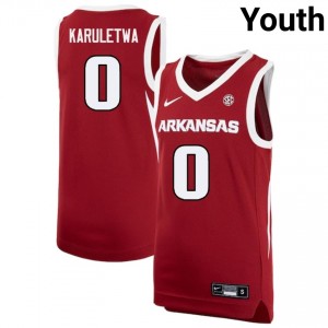 #0 Jaden Karuletwa Hogs Cardinal Youth Jerseys Player College Basketball 647756-806