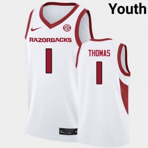 #1 Meleek Thomas Razorbacks White Youth Jerseys 2025-26 College Basketball 560174-299
