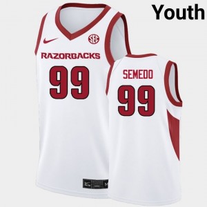 #99 Paulo Semedo Arkansas White Youth Jersey Embroidery College Basketball 359132-168