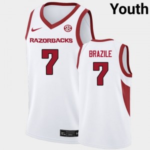 #7 Trevon Brazile University of Arkansas White Youth Jersey Limited College Basketball 493866-917